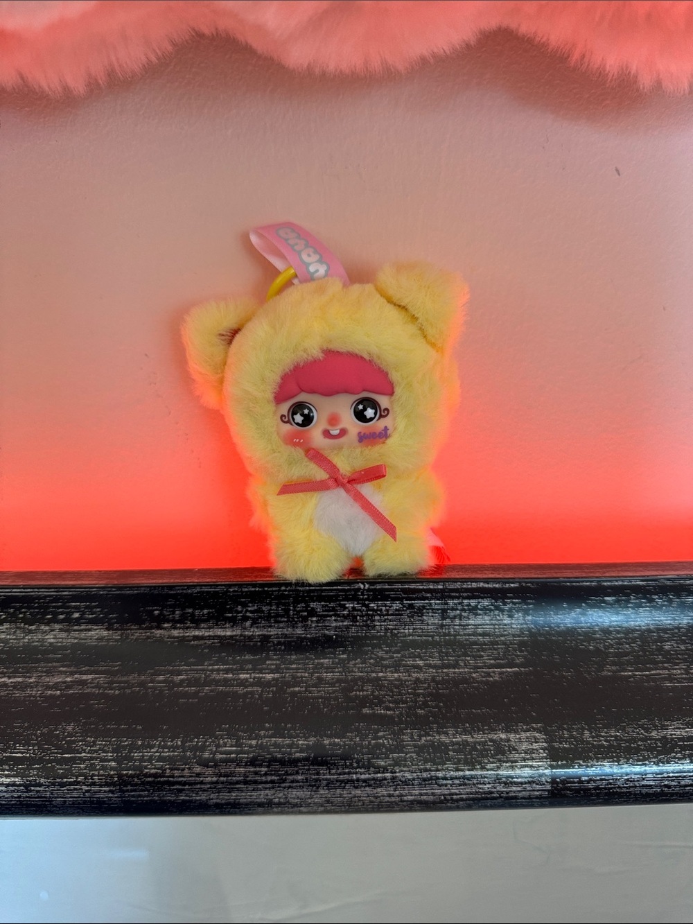 Yaya happy birthday Yellow Plush bag and key charm  with Pink Accents